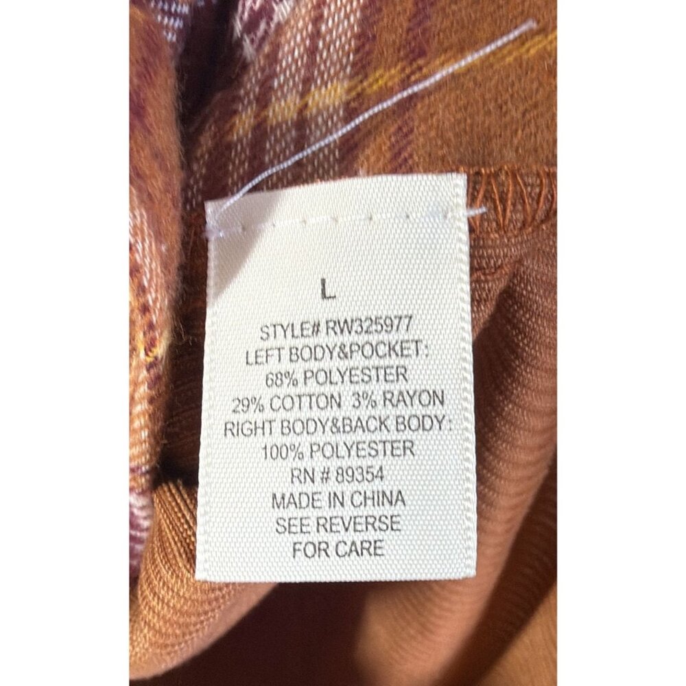 NWT N.Y.L.A. Patchwork Corduroy Flannel Shacket Womens Large‎ Brown/Burgundy - Picture 11 of 12